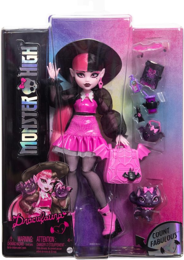 Monster High Draculaura Doll With Pet Bat-Cat Count Fabulous And ...